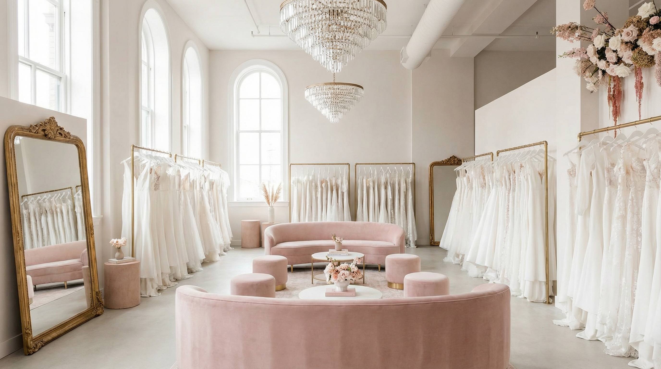 Wnętrze salonu sukni ślubnych