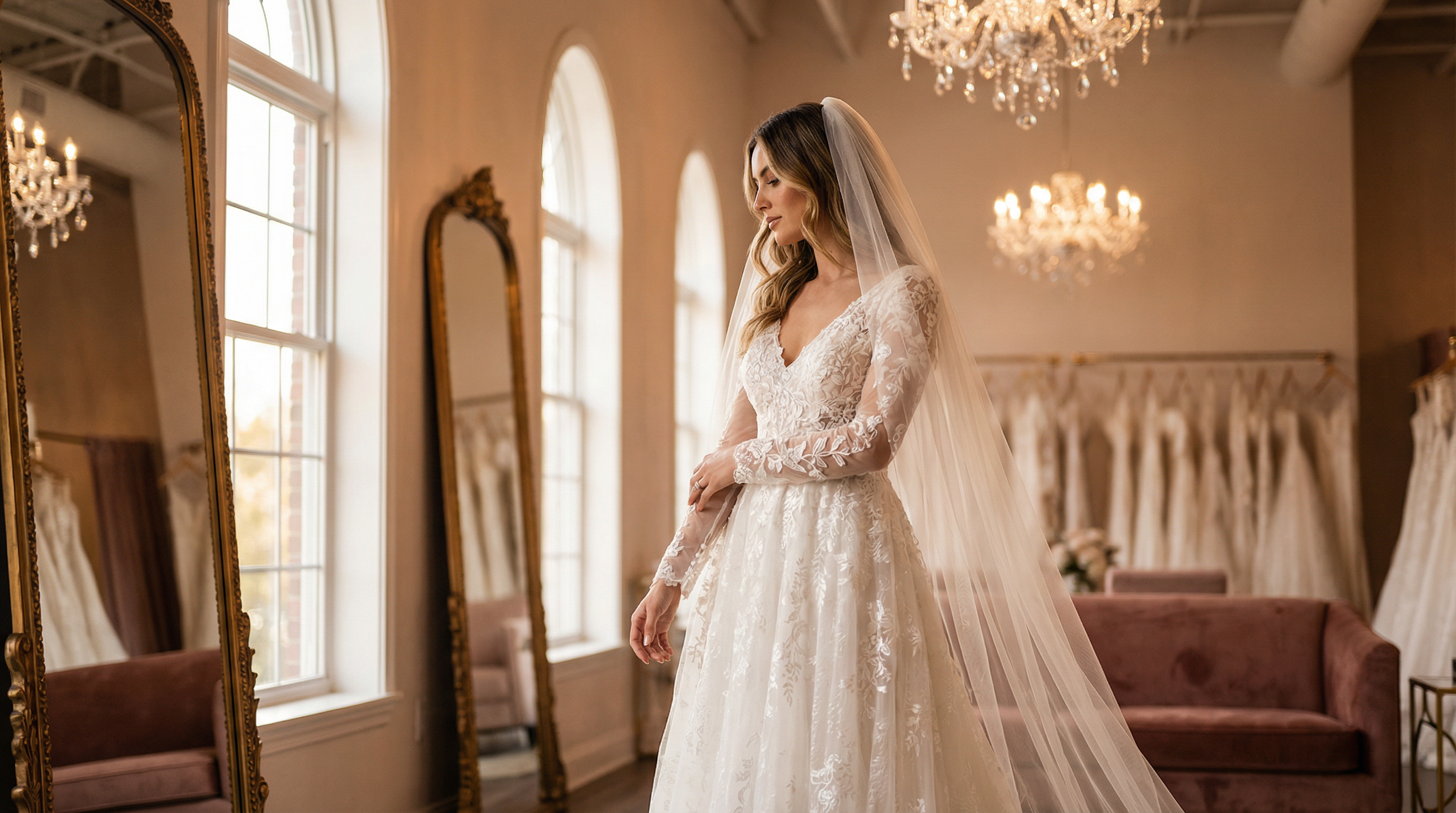 Panna młoda w salonie ślubnym